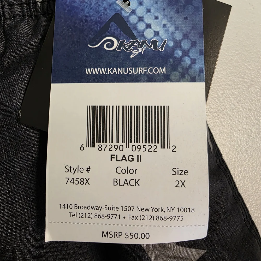 Kanu Surf Men's Infinite‎ Swim Trunks Flag II Black UPF 50+ Quick Dry Size 2X